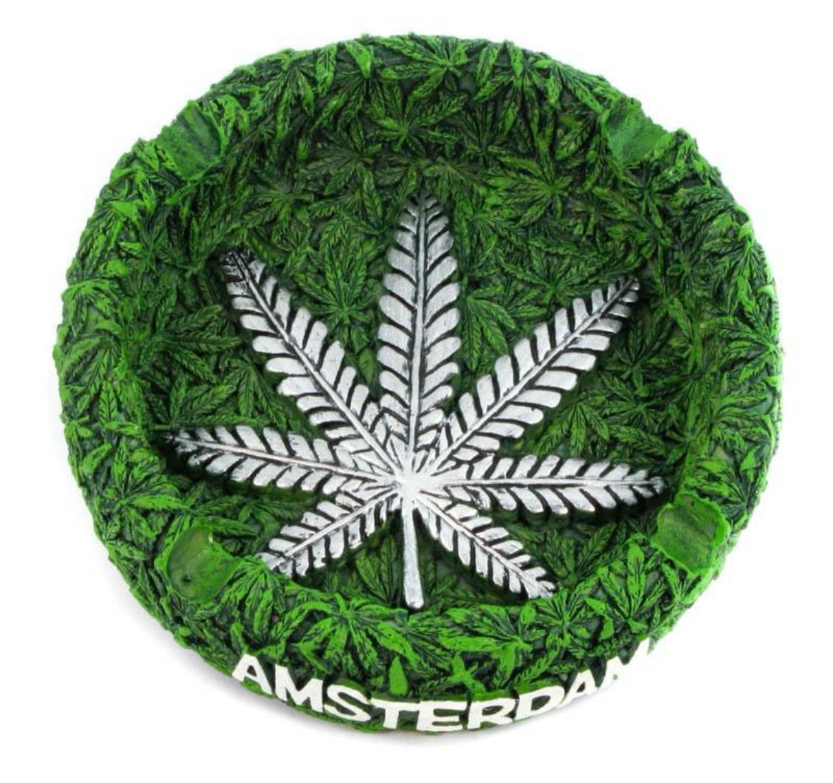 AMSTERDAM Resin Round Silver Leaf Ashtray x 1