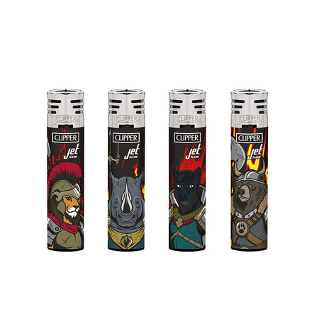 Windproof Clipper Jet Flame Lighter WARRIOR ANIMALS  x 24 pack CKJ3B106UKH