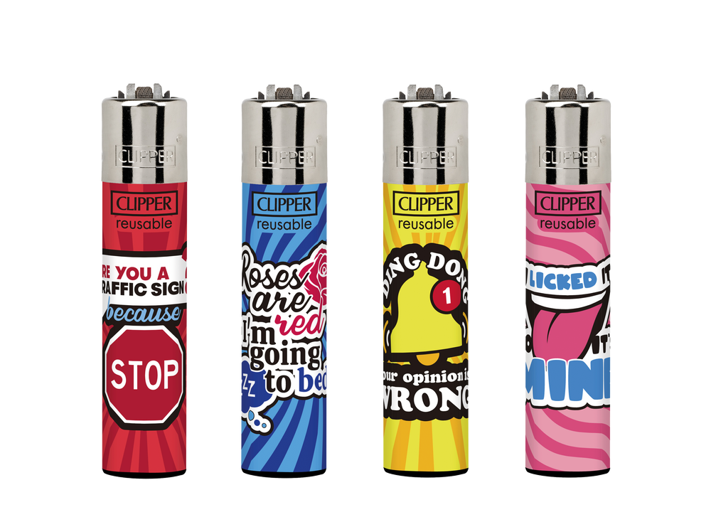 New Clipper Micro Mini Printed Lighter Funny Sentences  x 48 pck