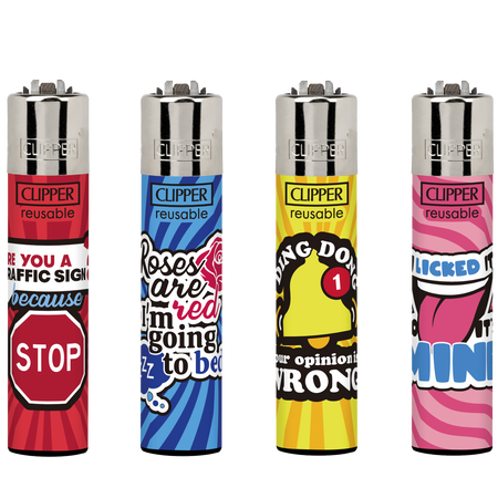 New Clipper Micro Mini Printed Lighter Funny Sentences  x 48 pck