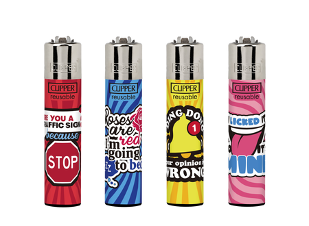 New Clipper Micro Mini Printed Lighter Funny Sentences  x 48 pck