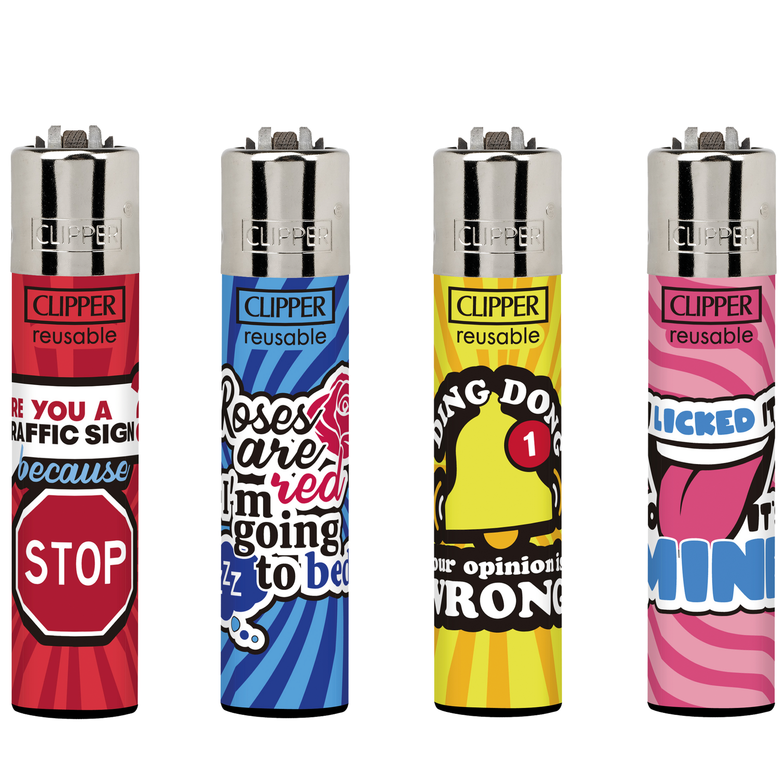 New Clipper Micro Mini Printed Lighter Funny Sentences  x 48 pck