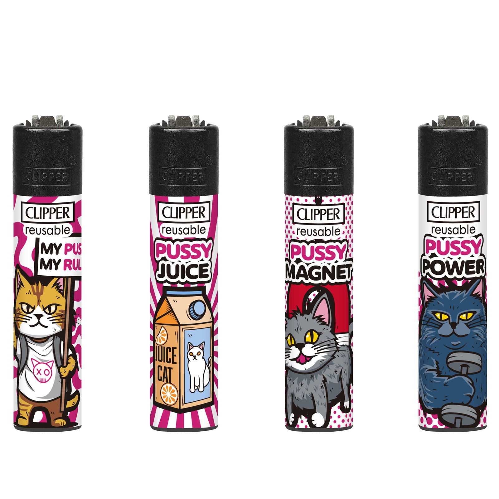 Clipper Micro Mini Printed Lighter Pussycat  x 48 pck