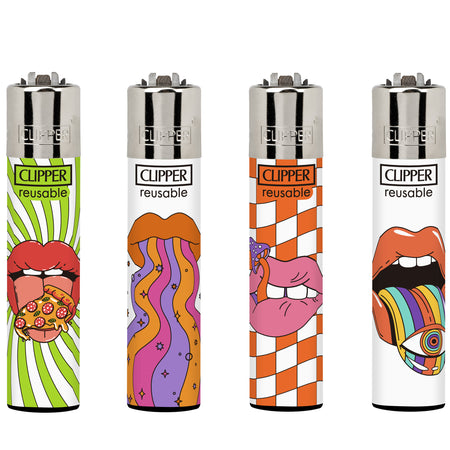 Clipper Classic Large Lighter PSYCHEDELIC LIPS X 48 lighters