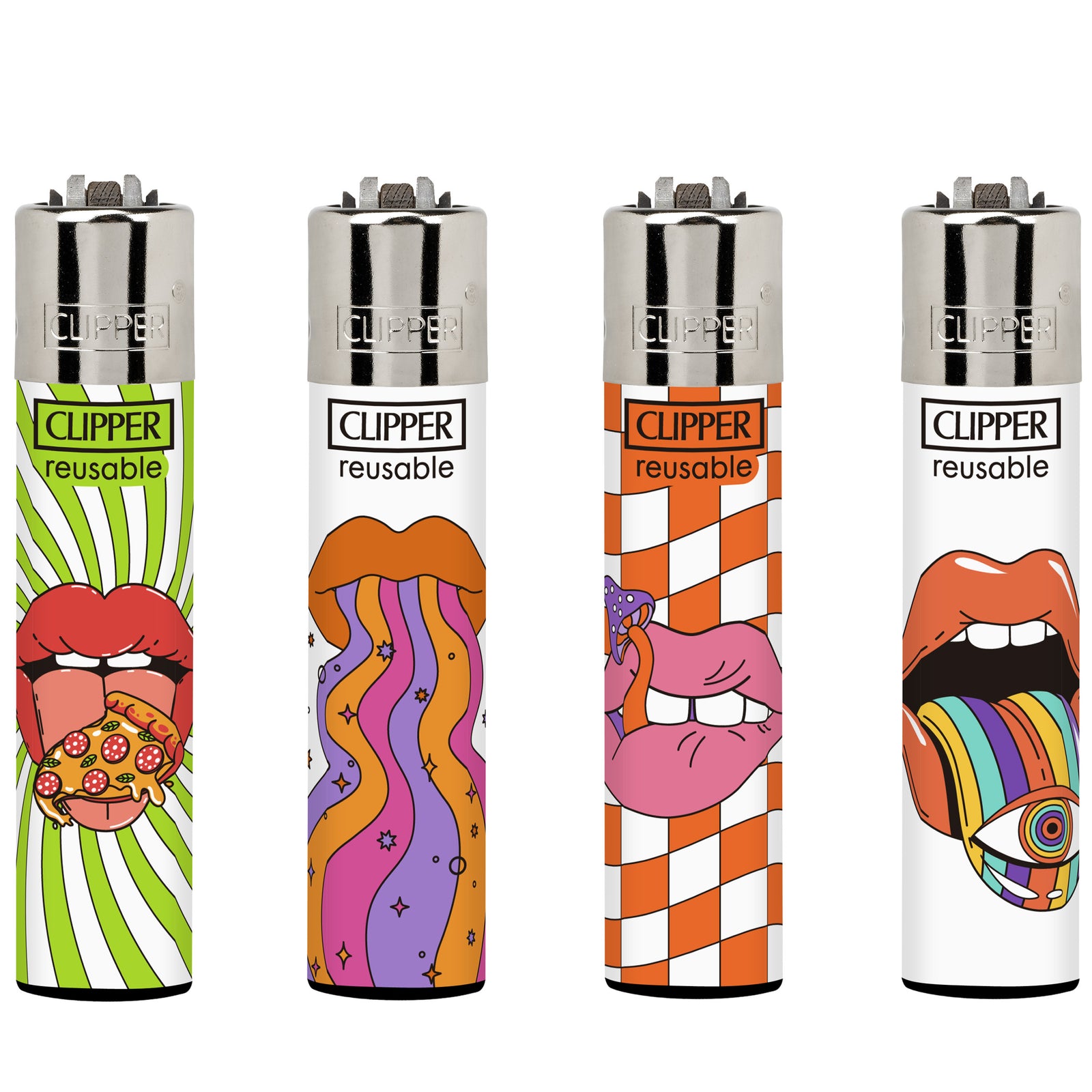 Clipper Classic Large Lighter PSYCHEDELIC LIPS X 48 lighters