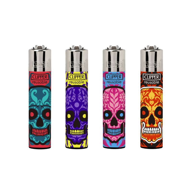 Clipper Lighter Mexican Skull CL3A1881BCH X 48 lighters