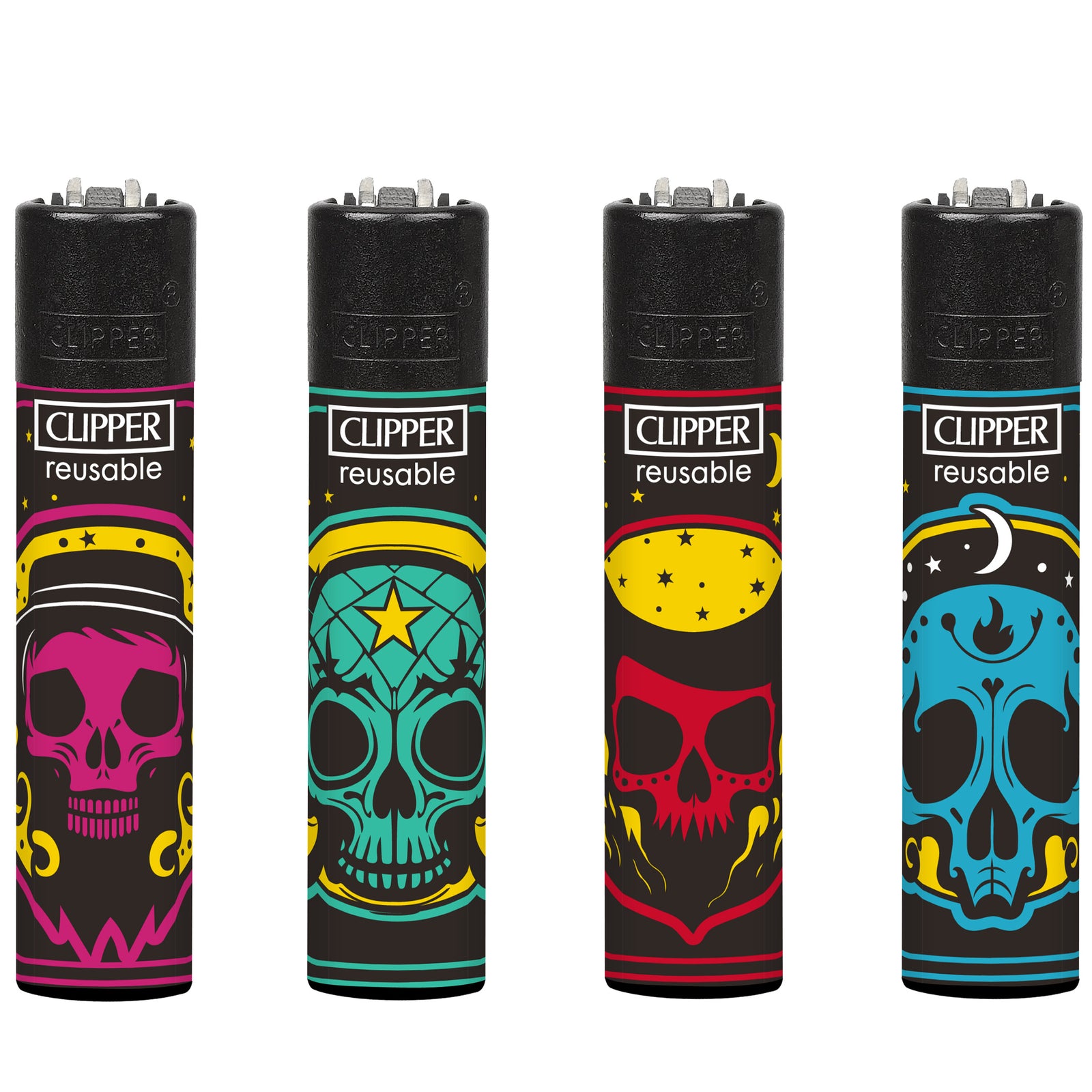 Clipper Classic Large Lighter BLACK MAGIC SKULLS X 48 lighters