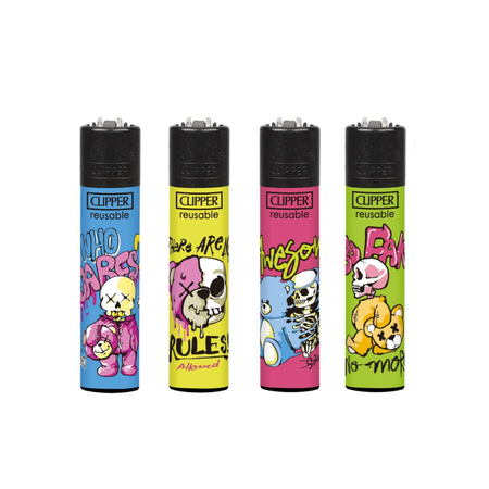 Clipper Classic Large Lighter BEAR SKULLS X 48 lighters CL3A1914BCH