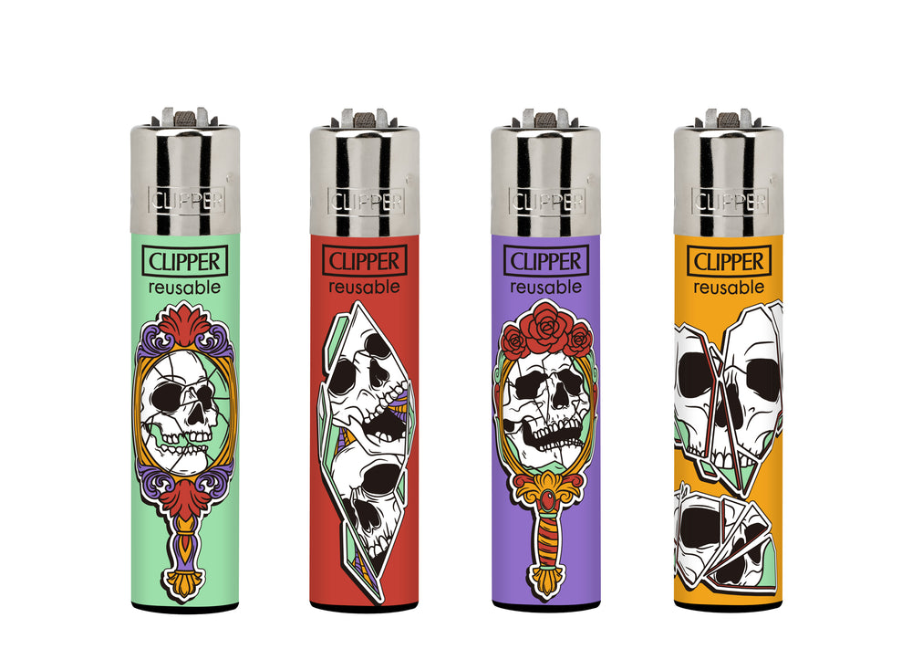 Clipper Classic Large Lighter MIRROR SKULLS X 48 lighters CL3A1953UKH