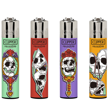 Clipper Classic Large Lighter MIRROR SKULLS X 48 lighters