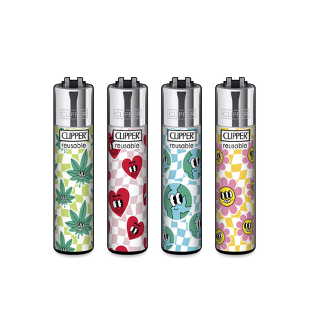 Clipper Classic Large Lighter HAPPY WEED + LB 1 X 48 lighters CL3A2108UKH
