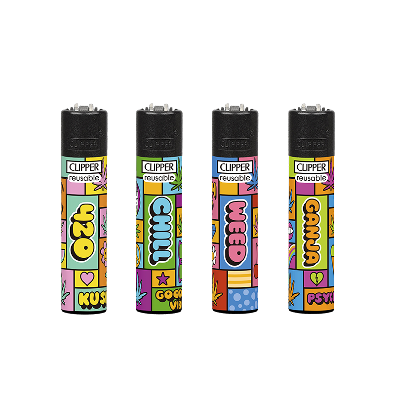 Clipper Classic Large Lighter POP WEED X 48 lighters CL3A814UKH