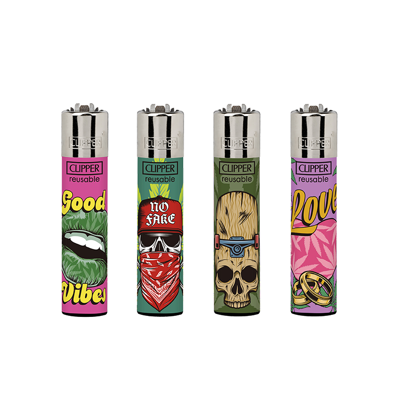 Clipper Classic Large Lighter GANJA VIBES X 48 lighters CL5A093UKH