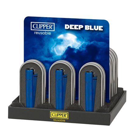 Clipper Metal Large Lighter & DEEP BLUE x 12 CM0S102X