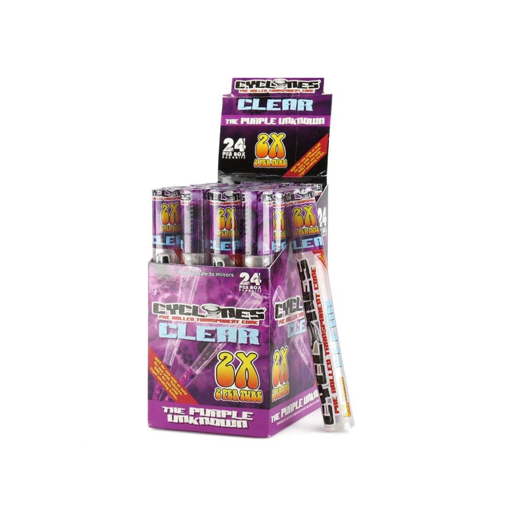 Cyclones Clear Pre-Rolled Cones Purple Unknown Twin x 24 pack
