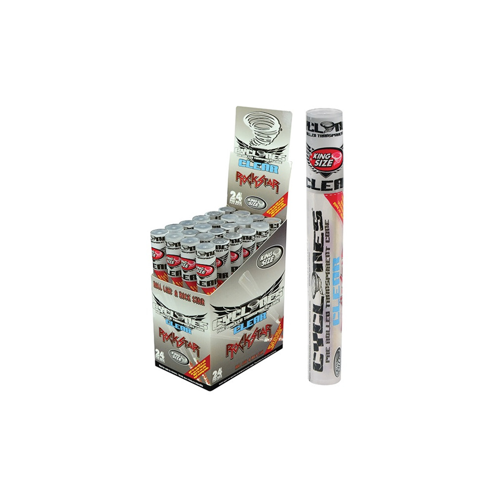 Cyclones Clear Pre-Rolled Cones Rock Star x 24 pack