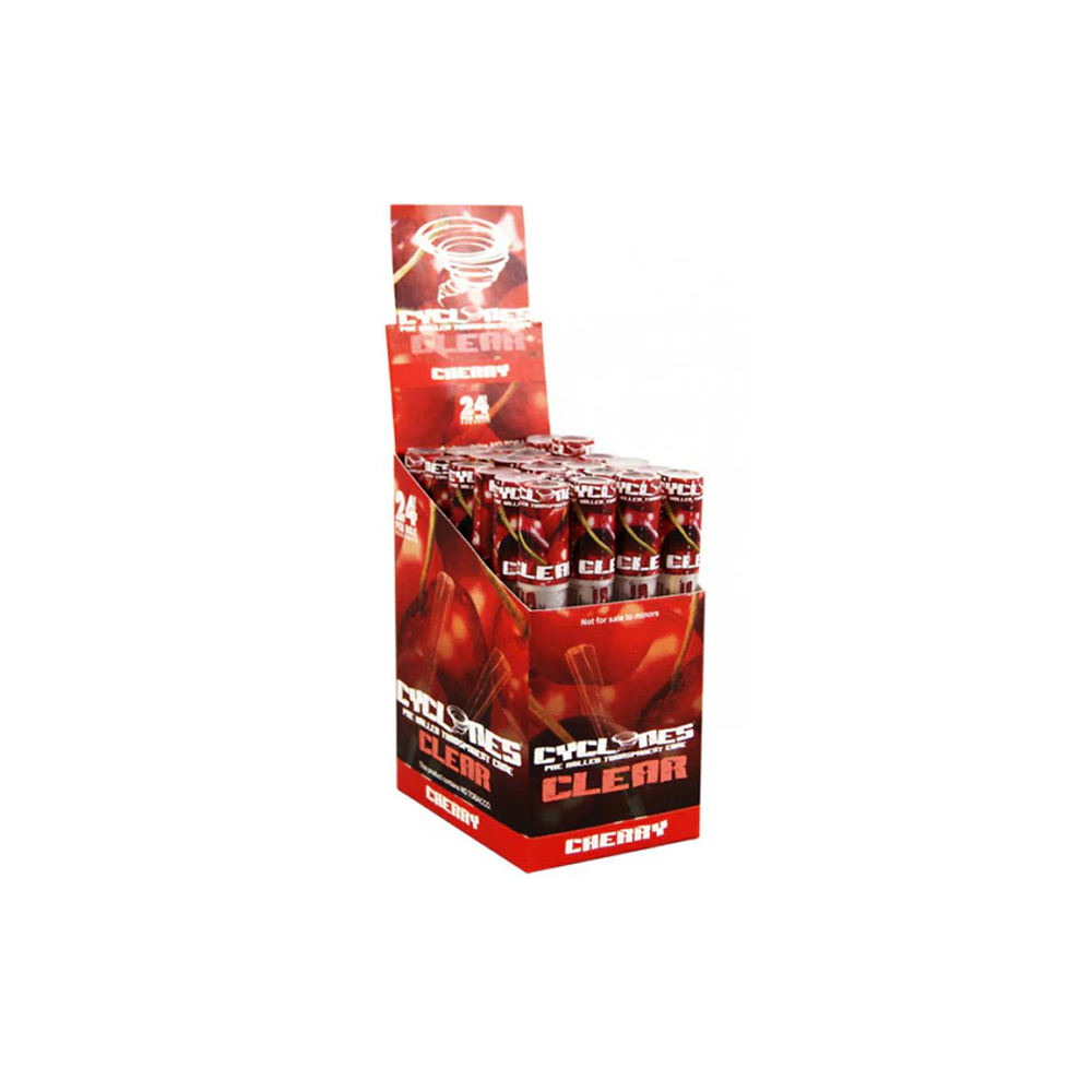 Cyclones Clear Pre-Rolled Cones Cherry x 24 pack
