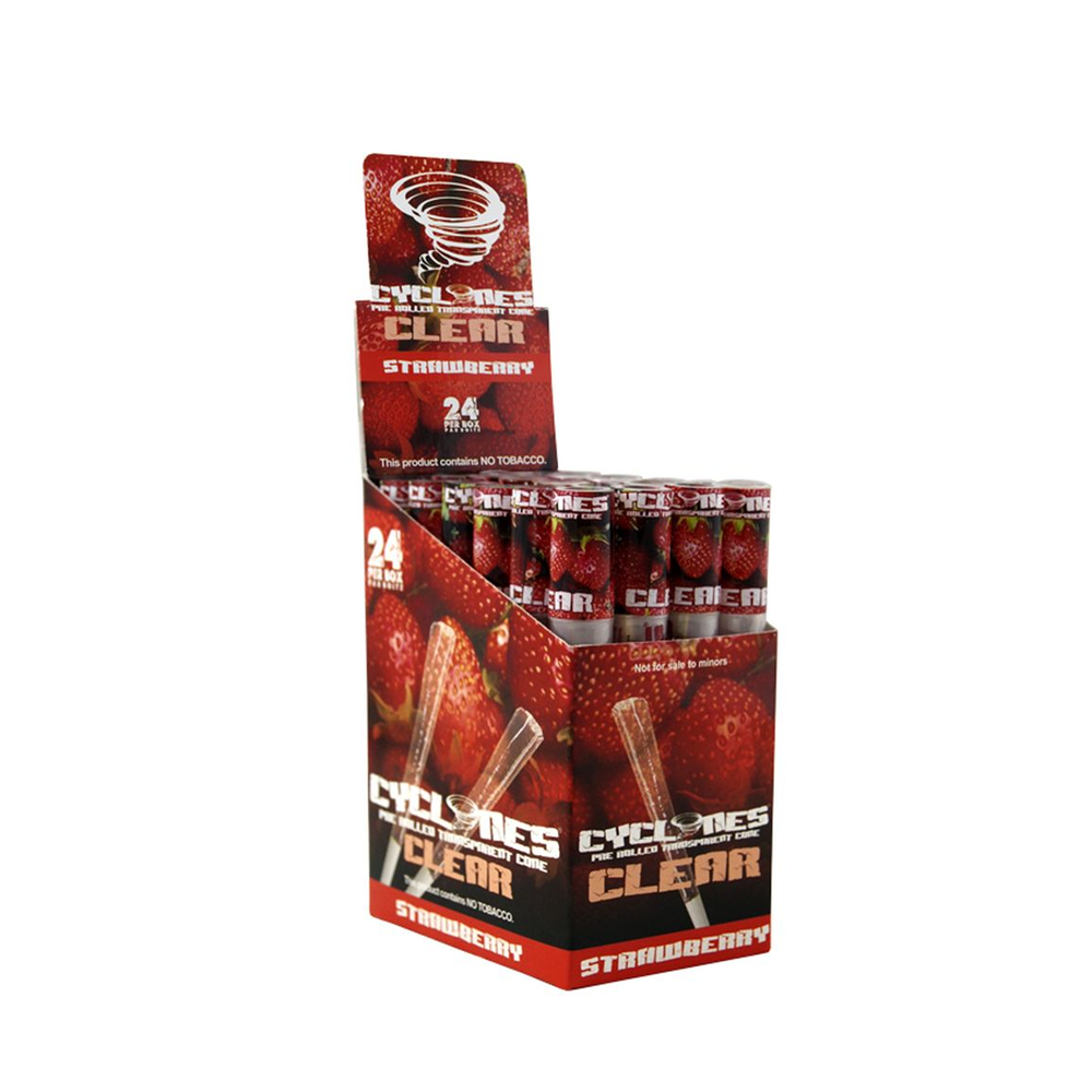 Cyclones Clear Pre-Rolled Cones Strawberry x 24 pack