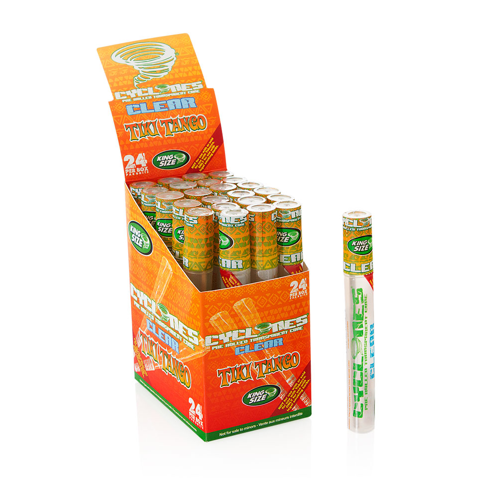 Cyclones Clear Pre-Rolled Cones  Tiki Tango x 24 pack