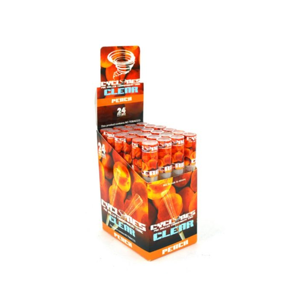 Cyclones Clear Pre-Rolled Cones Peach x 24 pack