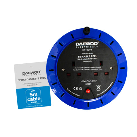 Daewoo 2-Way 5m Cassette Extension Reel
