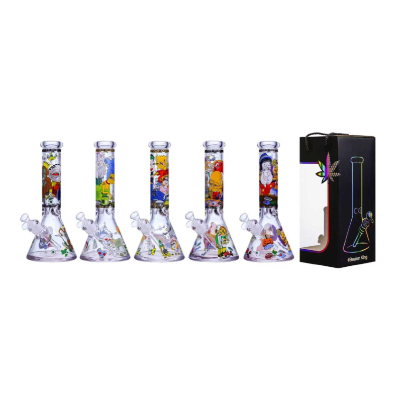 Glass Beaker Bong Cartoon 7mm – 10 Inches Assorted Colours