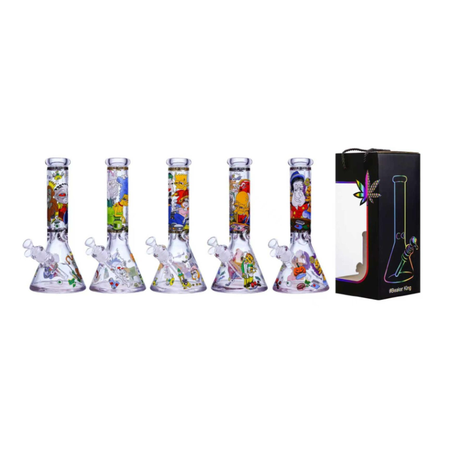 Glass Beaker Bong Cartoon 7mm – 10 Inches Assorted Colours