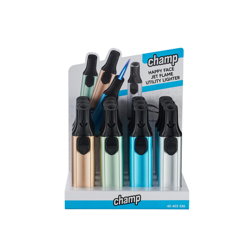 Champ High Jetflame Happy Face utitility Lighter – 12 Piece Display