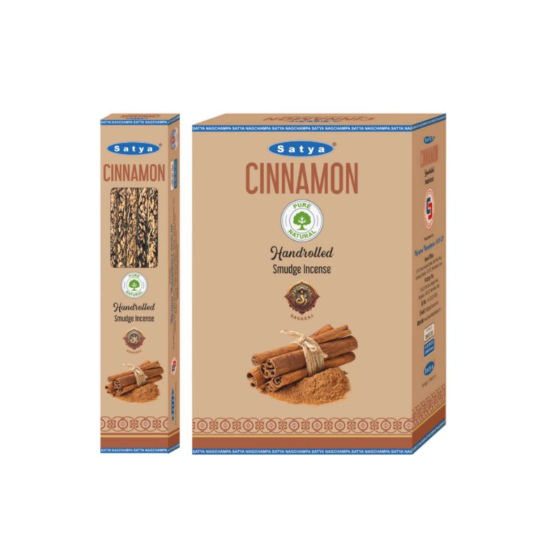 Satya Cinnamon Handrolled Smudge Incense Sticks, 9 Sticks x 12 Boxes