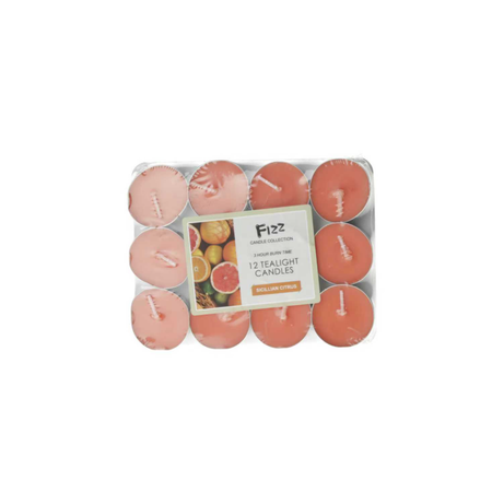 Fizz Tealight Candles Sicilian Citrus 12 Hour Burn Time 12 candles x 1