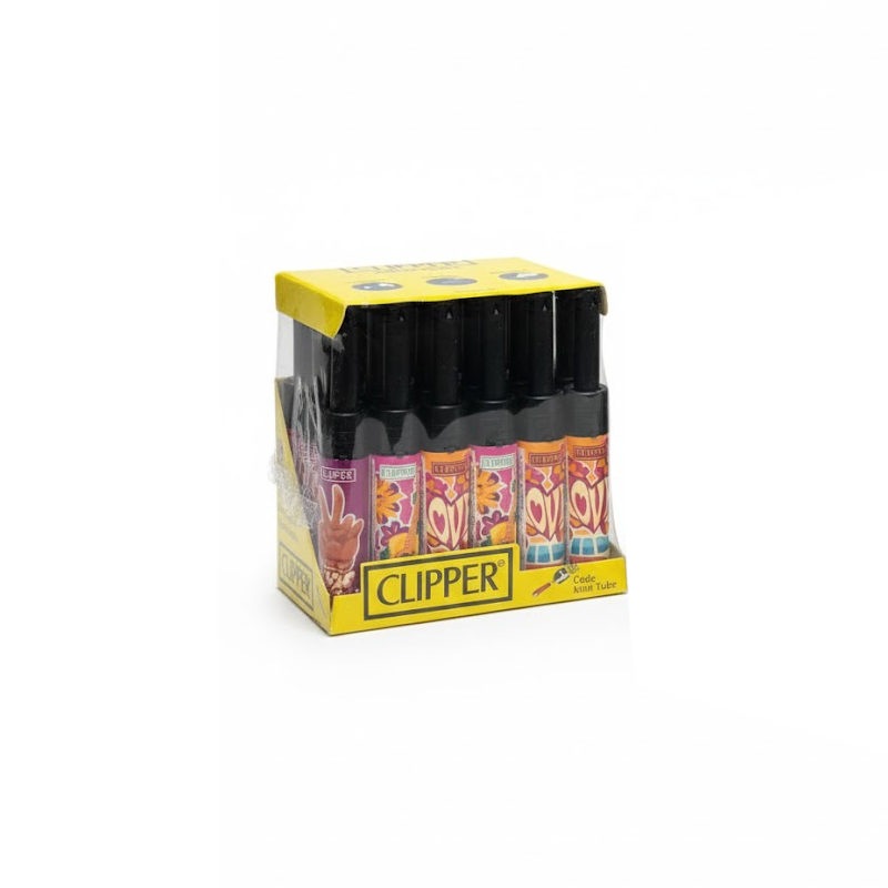 Clipper Mini Tube Lighter Hippie Love 4 (24pcs/display)