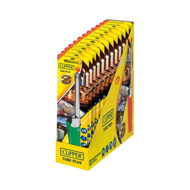 Clipper TUBE PLUS SHINY BRANDED 12 Unit Blister Display