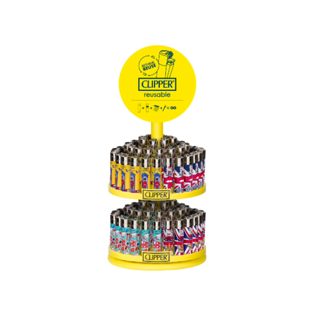 ExclusiveClipper Reusable UK Special Lighters Display Stand - 96 lighters