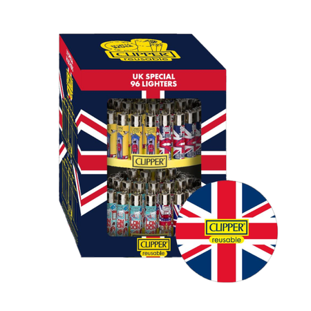 ExclusiveClipper Reusable UK Special Lighters Display Stand - 96 lighters