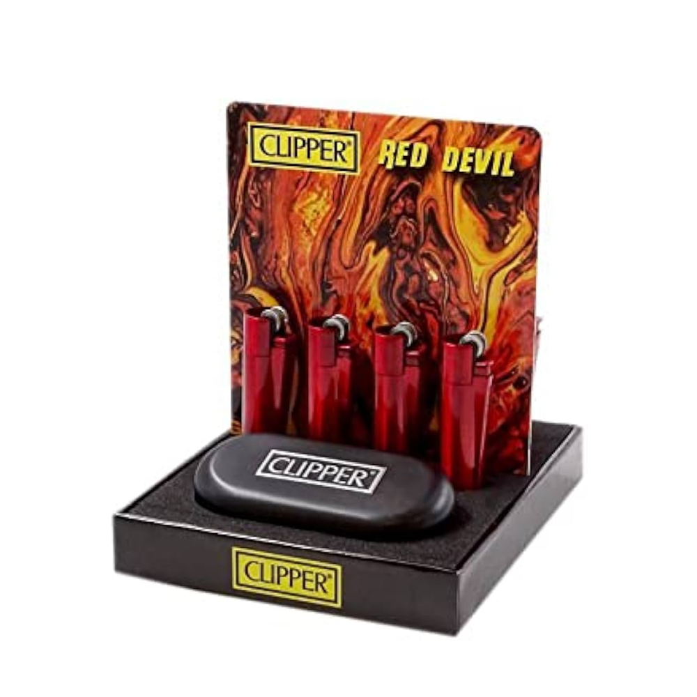 Clipper Metal Large Lighter & Case Red Devil x 12 CM0S107UKX