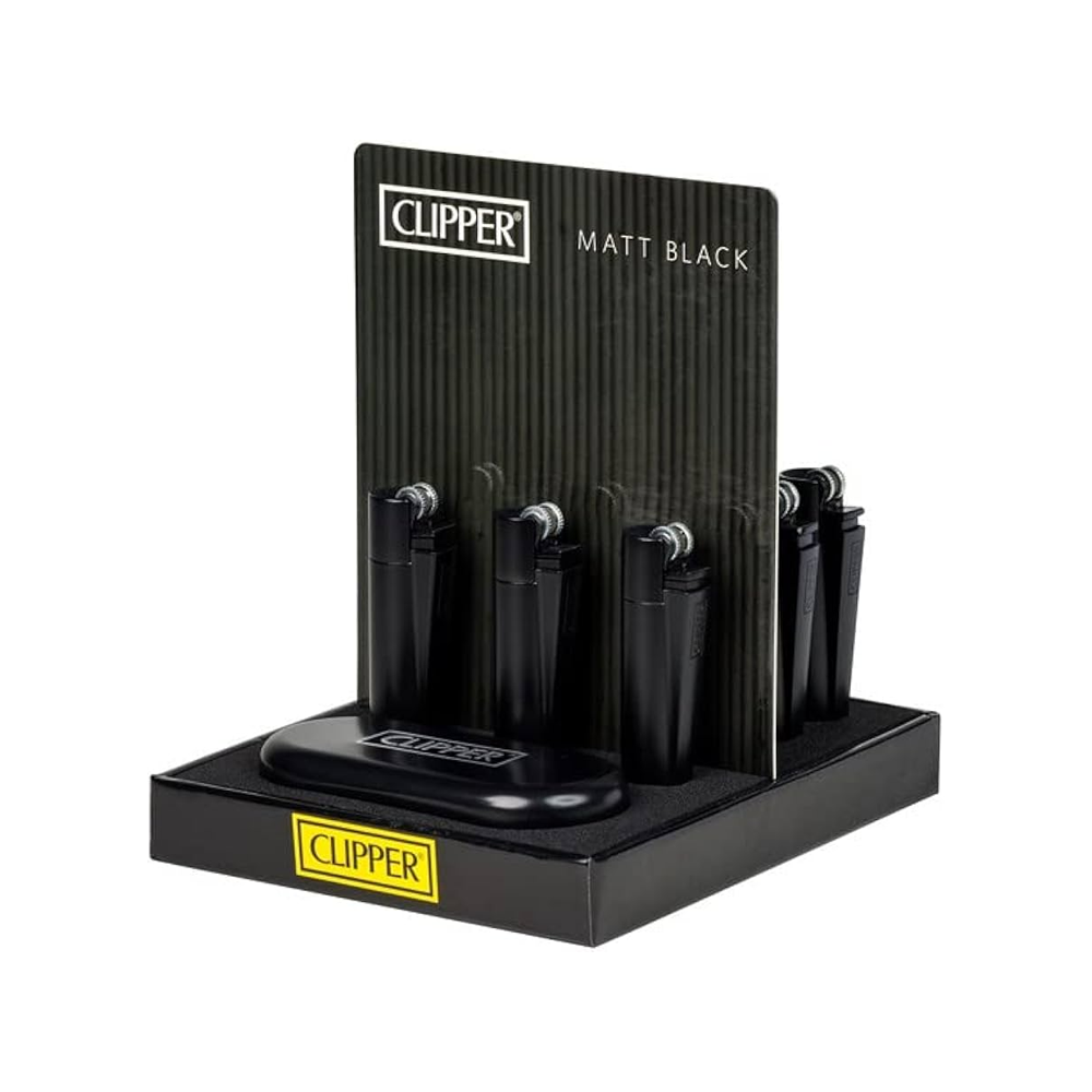 Clipper-Metal-Large-Lighter-&-Case-Black-x-12