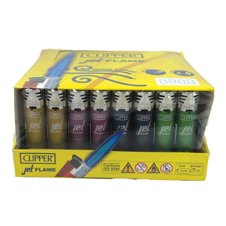 Clipper Lighter Jet Flame Wind Proof Metallic 30pck
