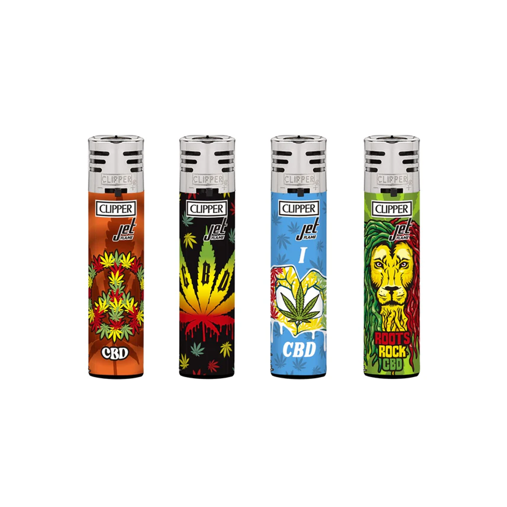 Clipper Jet Flame Lighter Reggae Roots x 24