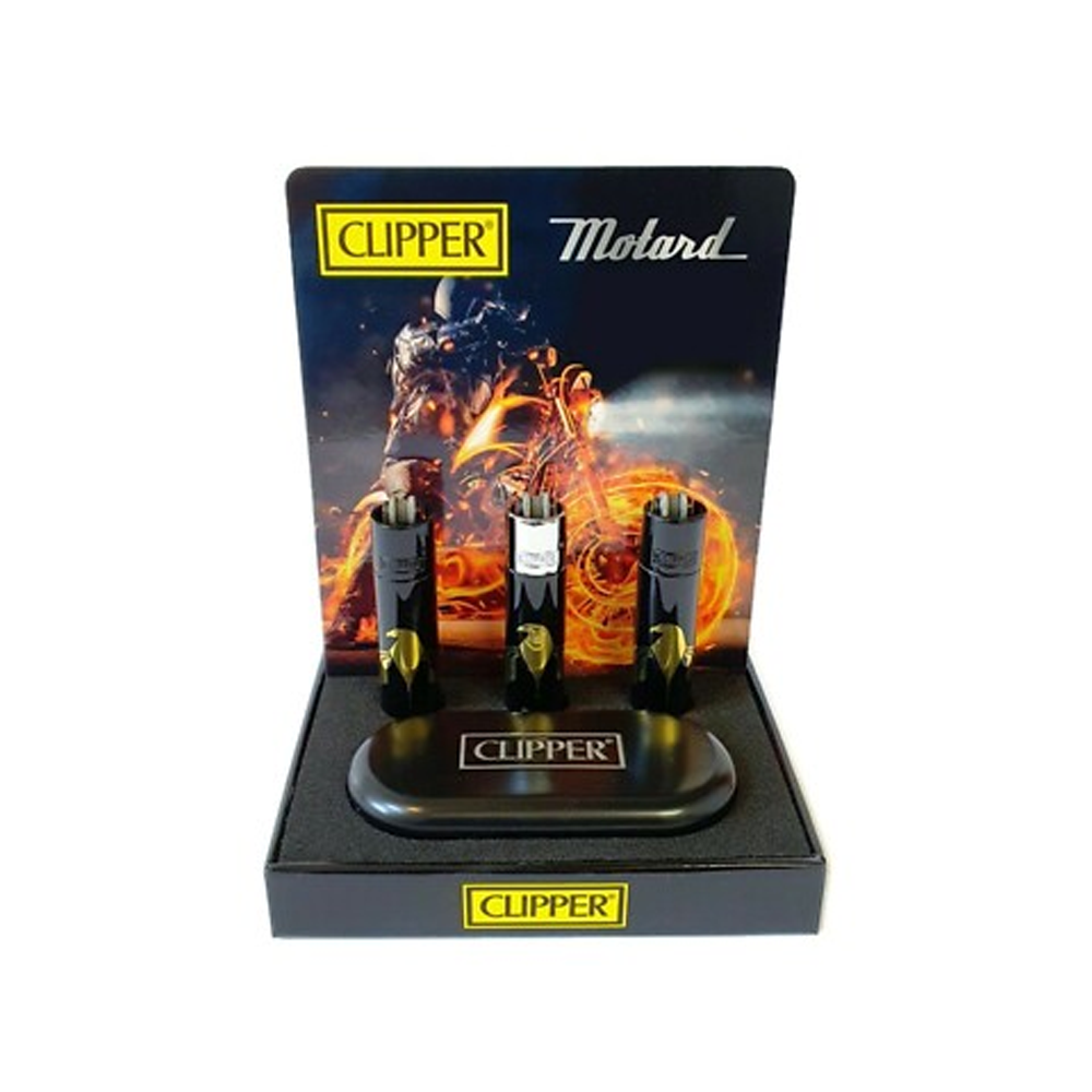 Crazy Price Clipper Metal Large Lighter Motard + Case x 12
