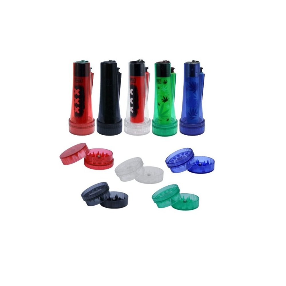 Acrylic Clipper Case and Grinder Assorted Colour (Without lighter) x 1