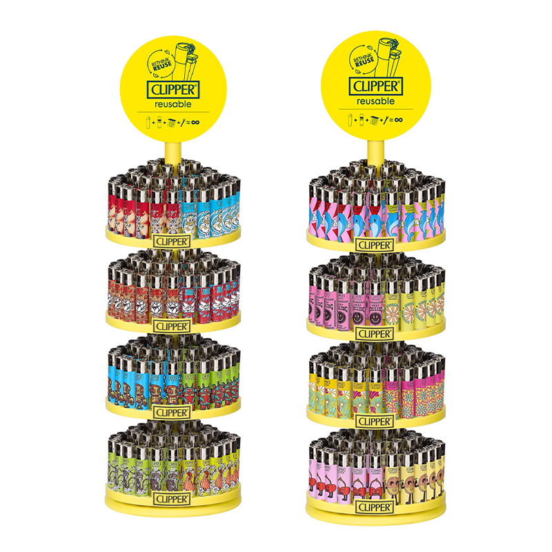 Clipper Reusable Lighters Display Stand 4 Tier Carousel