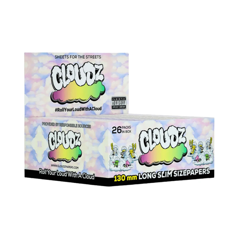 New Cloudz Papers 130mm Long Slim Size Papers– Full Box of 26