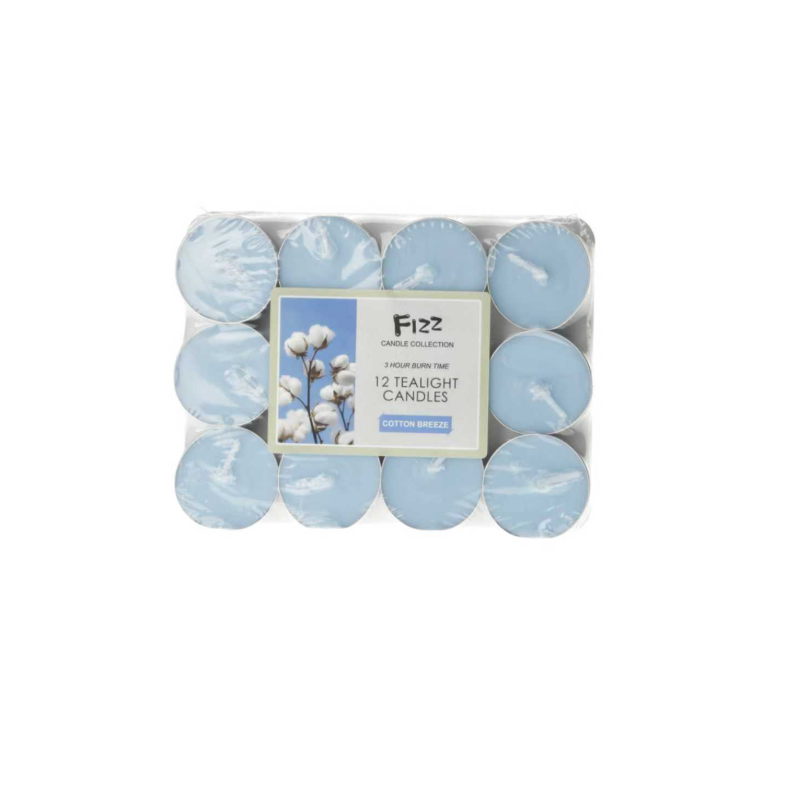 Fizz Tealight Candles Cotton Breeze 12 Hour Burn Time 12 candles x 1