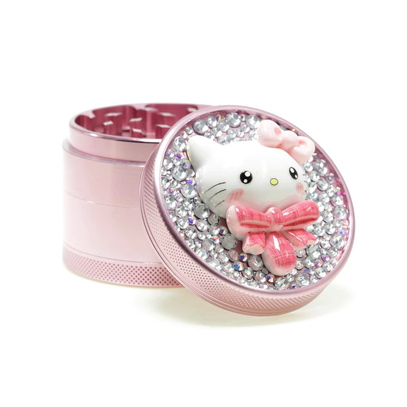 D&K Herb Metal Crystal Grinder Cute Cat 63mm 6 Pack