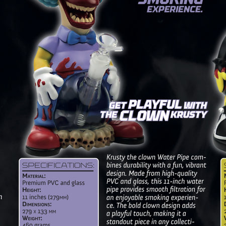 Exclusive Krusty The Clown PVC Water Pipe Bong 11 inches