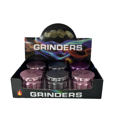 D&K Herb Metal Grinder Grey & Pink 63mm 6 Pack