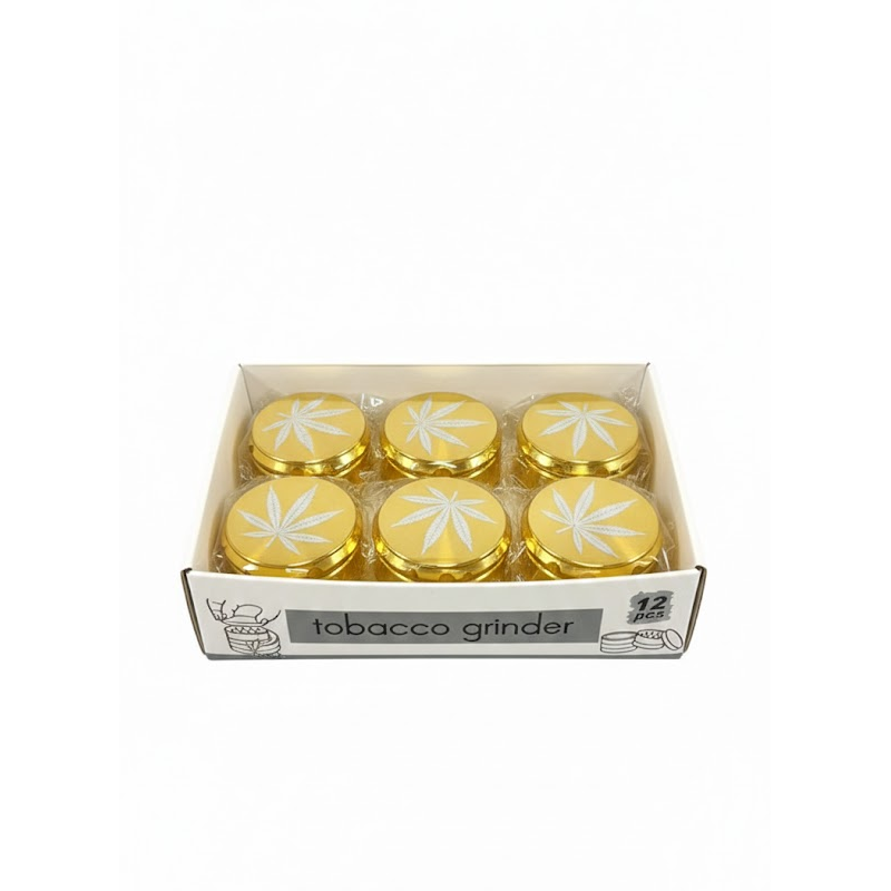 D&K Grass Leaf Pocket 50 metal Grinder 12 Pack