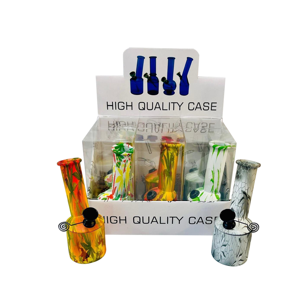 D&K 6inch Printed Colour Water Pipe Bong Acrylic Assorted x 6