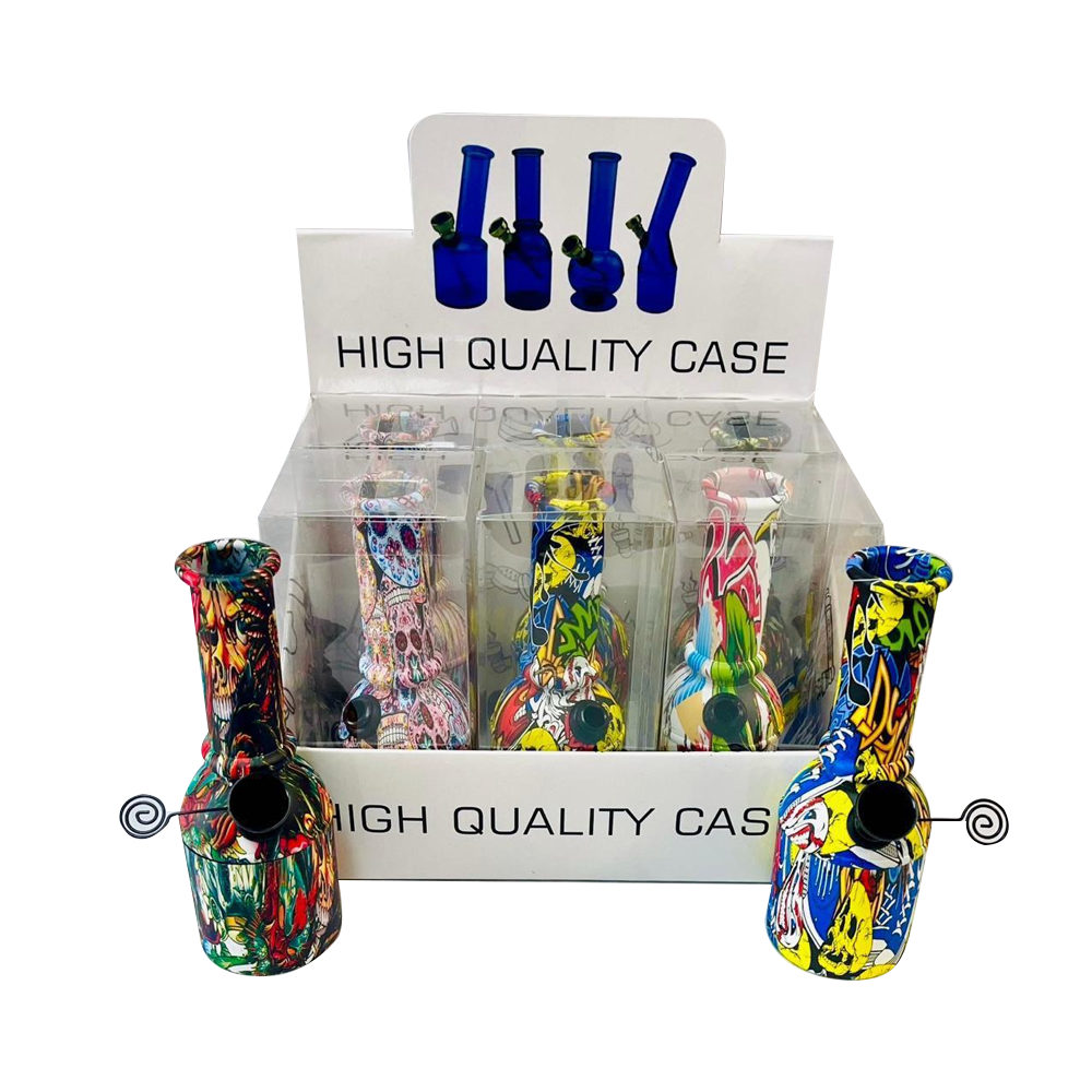 D&K 15cm Acrylic Printed Bong Assorted x 6