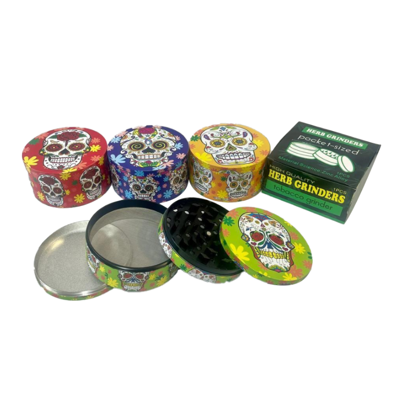 D&K 100mm Jumbo Metal Grinder Multi Colour Skull Design x 1